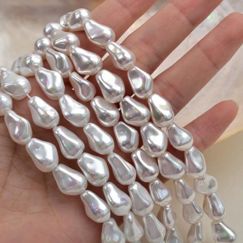 Perlmuttartige Glasperlen, Unregelmäßige, goldfarben plattiert, DIY, keine, 11-15mm, Länge:40 cm, verkauft von Strang