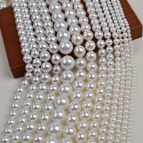 Perlmuttartige Glasperlen, rund, DIY, keine, 2-16mm, Länge:40 cm, verkauft von Strang