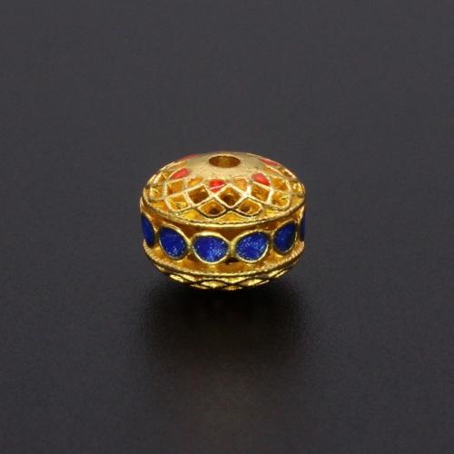 Perles intercalaires en alliage de zinc, Placage de couleur d'or, DIY & émail & creux, plus de couleurs à choisir Vendu par sac[