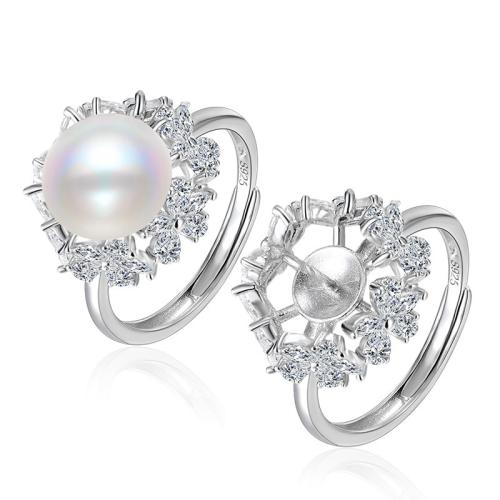 Цирконий Микро вымощает стерлингового серебра палец кольцо, 925 пробы, с Shell Pearl, плакирован золотом, ювелирные изделия моды & инкрустированное микро кубического циркония, Много цветов для выбора, продается Пара