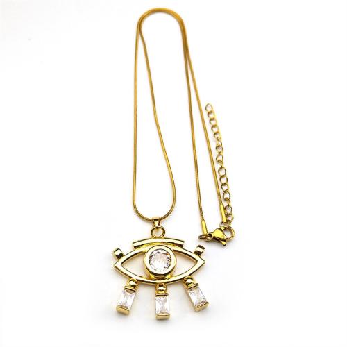 キュービックジルコンマイクロパヴェブラスネックレス, 銅, とともに 304ステンレス鋼チェーン, ゴールドメッキ, マイクロパヴェジルコニア & 女性用 & くり抜き, 金色, 売り手 パソコン