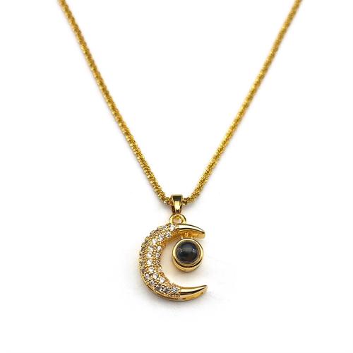 キュービックジルコンマイクロパヴェブラスネックレス, 銅, とともに 304ステンレス鋼チェーン & ガラス, メッキ, ファッションジュエリー & マイクロパヴェジルコニア & 女性用, 金色, 売り手 パソコン