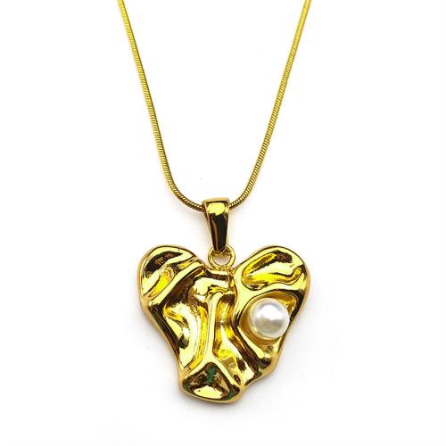 ステンレス鋼のジュエリーネックレス, 304ステンレススチール, とともに プラスチック製パール, メッキ, ファッションジュエリー & 女性用, 金色, 売り手 パソコン