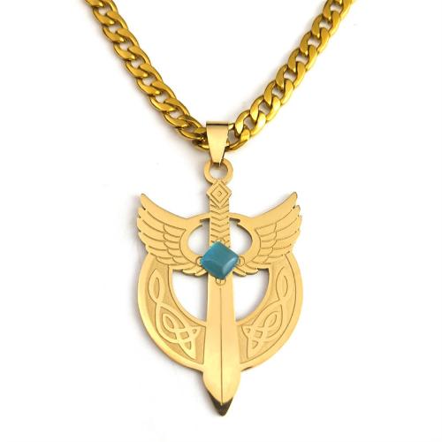 ステンレス鋼のジュエリーネックレス, 304ステンレススチール, とともに 猫の目の石, メッキ, ファッションジュエリー & 男性用 & くり抜き, 金色, 売り手 パソコン