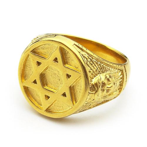 Bague en acier inoxydable, Acier inoxydable 304, Placage de couleur d'or, bijoux de mode & normes différentes pour le choix & pour homme, Vendu par PC