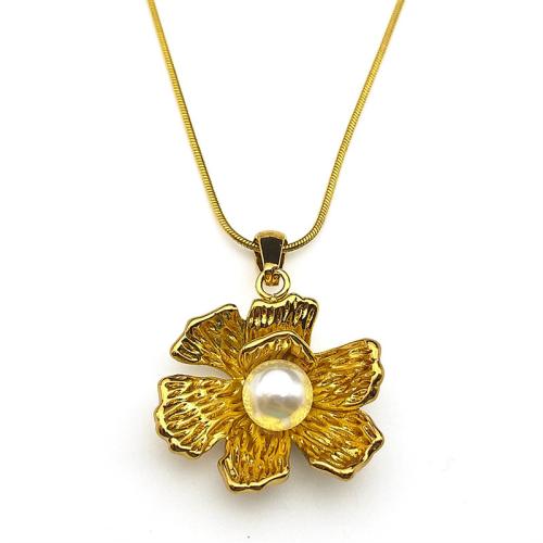 ステンレス鋼のジュエリーネックレス, 304ステンレススチール, とともに プラスチック製パール, 18Kゴールドメッキ, ファッションジュエリー & 女性用, 売り手 パソコン