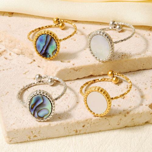 Shell Finger Ring, 304 Stainless Steel, with Shell, plated, fashion jewelry 12.5mm 