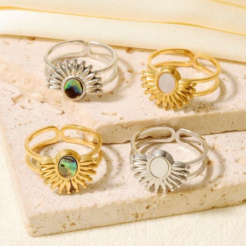 Shell Finger Ring, 304 Stainless Steel, with Shell, plated, fashion jewelry 11.8mm 