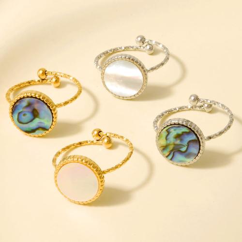 Shell Finger Ring, 304 Stainless Steel, with Shell, plated, fashion jewelry 12.2mm 