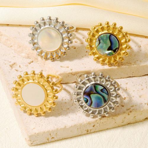 Shell Finger Ring, 304 Stainless Steel, with Shell, plated, fashion jewelry 20.3mm 