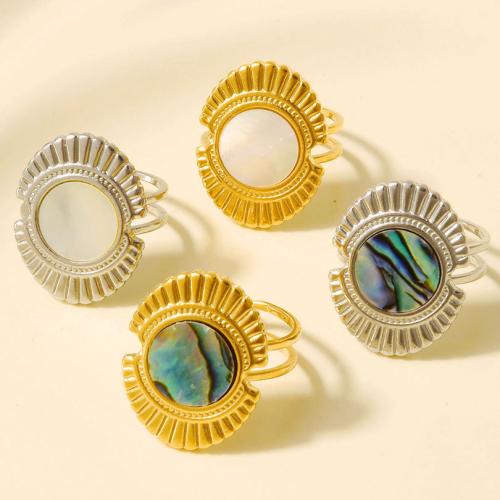 Shell Finger Ring, 304 Stainless Steel, with Shell, plated, fashion jewelry 22mm 
