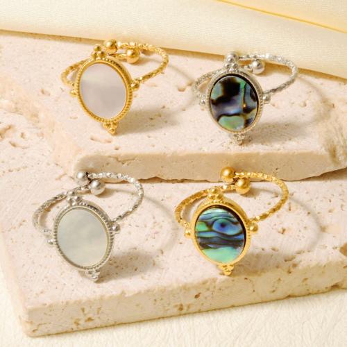 Shell Finger Ring, 304 Stainless Steel, with Shell, plated, fashion jewelry 16mm 