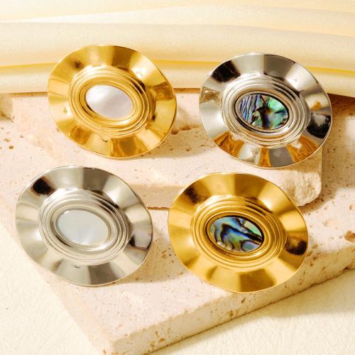 Shell Finger Ring, 304 Stainless Steel, with Shell, plated, fashion jewelry 23.8mm 