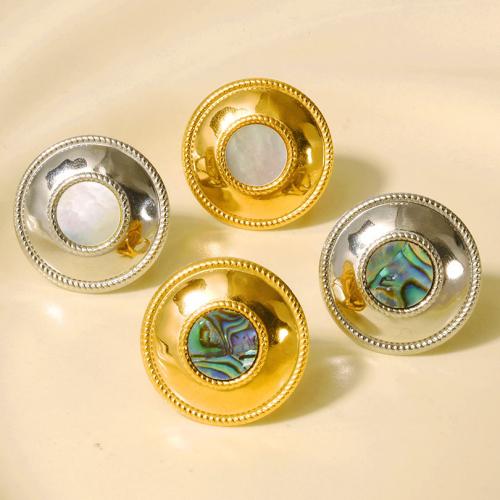 Shell Finger Ring, 304 Stainless Steel, with Shell, plated, fashion jewelry 25mm 