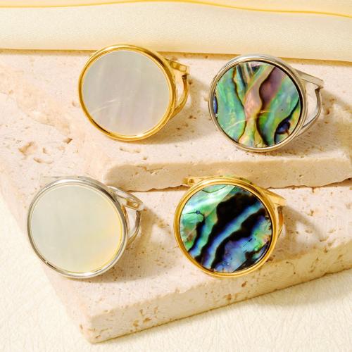 Shell Finger Ring, 304 Stainless Steel, with Shell, plated, fashion jewelry 18mm 