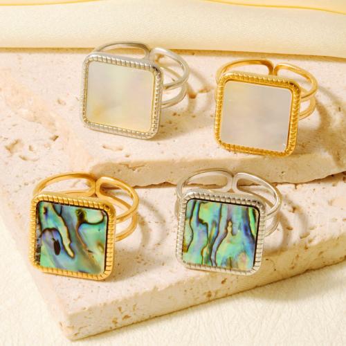 Shell Finger Ring, 304 Stainless Steel, with Shell, plated, fashion jewelry 15mm 