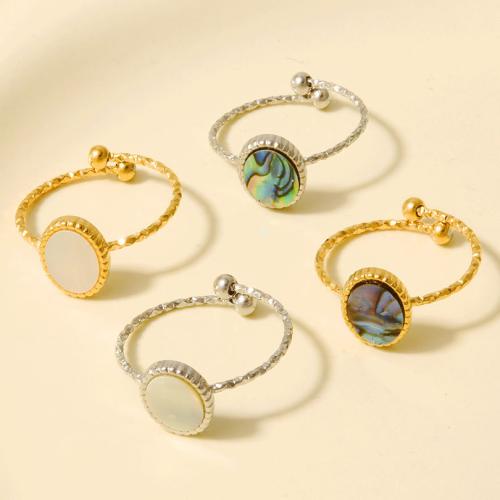 Shell Finger Ring, 304 Stainless Steel, with Shell, plated, fashion jewelry 10mm 