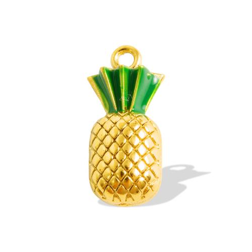 Emaille Edelstahl Anhänger, 304 Edelstahl, Ananas, plattiert, DIY, gemischte Farben, 10PCs/Tasche, verkauft von Tasche