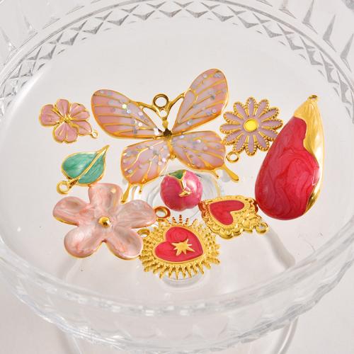 Emaille Edelstahl Anhänger, 304 Edelstahl, plattiert, DIY, keine, 10PCs/Tasche, verkauft von Tasche