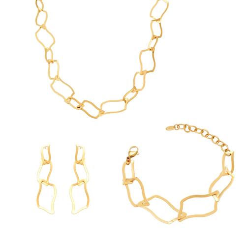 Ensemble de bijoux en acier de titane, Acier titane, Plaqué or 18K, bijoux de mode & styles différents pour le choix & pour femme, Vendu par PC