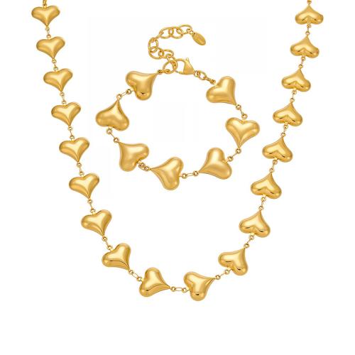 Ensemble de bijoux en acier de titane, Acier titane, coeur, poli, bijoux de mode & styles différents pour le choix & pour femme, plus de couleurs à choisir, Vendu par PC