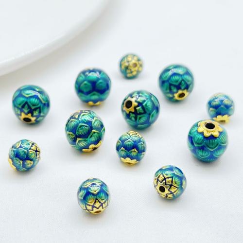 Perlas de esmalte latón, metal, chapado, Bricolaje, más colores para la opción, 8-10mm, 10PCs/Bolsa, Vendido por Bolsa