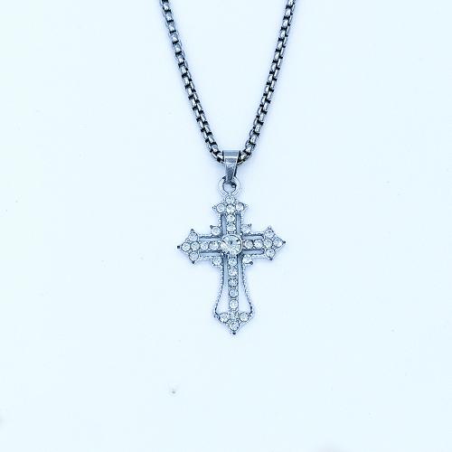 Rhinestone Zinc Alloy Necklace, gold color plated, fashion jewelry & with rhinestone, silver color 