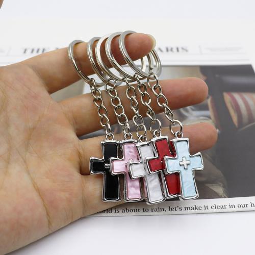 Rhinestone Zinc Alloy Key Chain, with Shell, gold color plated, fashion jewelry & enamel 