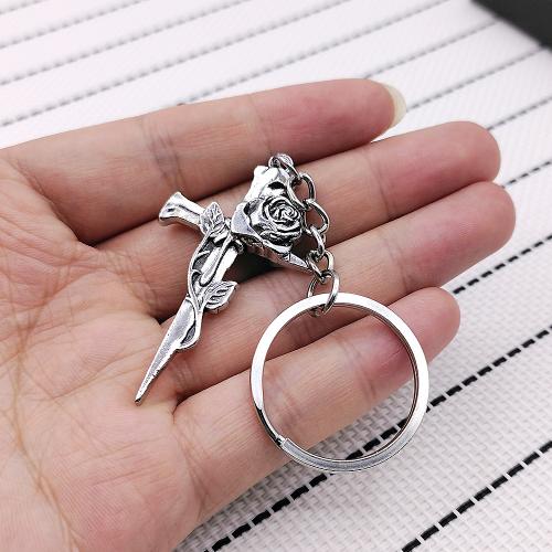 bijoux de porte-clés en Alliage de zinc, Placage de couleur d'or, bijoux de mode, argent, Vendu par PC