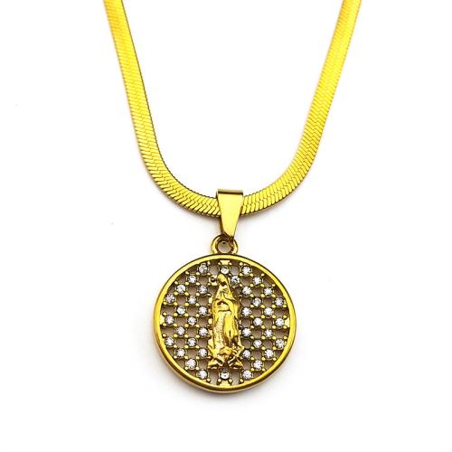 ステンレス鋼のジュエリーネックレス, 304ステンレススチール, メッキ, ユニセックス & ライン石のある & くり抜き, 無色, 売り手 パソコン