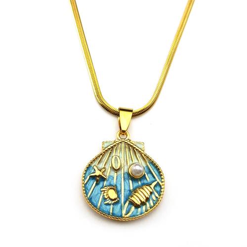 ステンレス鋼のジュエリーネックレス, 304ステンレススチール, とともに ガラスパール, ゴールドメッキ, ファッションジュエリー & 女性用 & エナメル, 無色, 売り手 パソコン