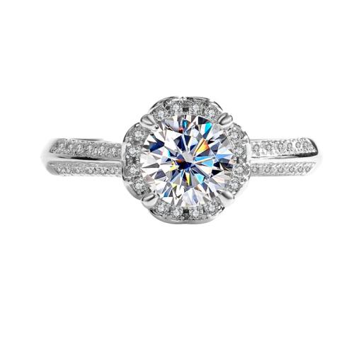 Argent sterling 925 bague, avec Moissanite, fleur, Plaqué de platine, normes différentes pour le choix & pour femme, plus de couleurs à choisir Vendu par PC