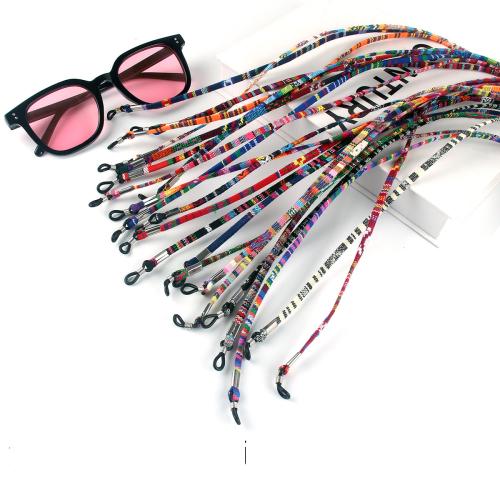 Polyester und Baumwolle Brille Anti-Rutsch-Seil, goldfarben plattiert, DIY, keine, 700x3x3mm, Länge:70 cm, 2PCs/Tasche, verkauft von Tasche