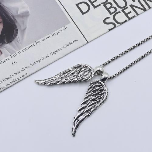 Chaîne en alliage de zinc de fer Collier Pull, forme d'aile, Placage de couleur d'or, bijoux de mode, argent, Vendu par PC[