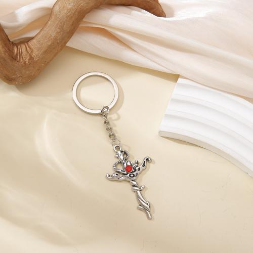 bijoux de porte-clés en Alliage de zinc, avec Rubis, croix, Placage de couleur d'or, bijoux de mode, plus de couleurs à choisir, Vendu par PC