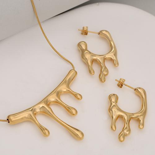 Parures de bijoux en acier inoxydable, Acier inoxydable 304, Boucle d’oreille stud & collier, Placage, 2 pièces & bijoux de mode & pour femme, plus de couleurs à choisir, Vendu par fixé