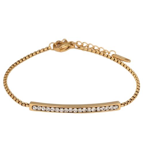 Bracelets en acier inoxydable, Acier inoxydable 304, avec 3cm chaînes de rallonge, Placage, bijoux de mode & unisexe & pavé de micro zircon, plus de couleurs à choisir cm, Vendu par PC