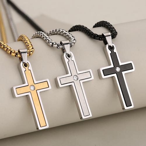 pendentifs En acier inoxydable de Croix , Acier inoxydable 304, Placage, DIY & avec strass, plus de couleurs à choisir, Vendu par PC