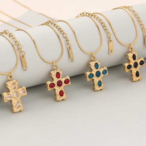 Zirkonia Edelstahl Halskette, 304 Edelstahl, mit kubischer Zirkonia, plattiert, Modeschmuck & unisex & Schlangekette, keine, verkauft von PC