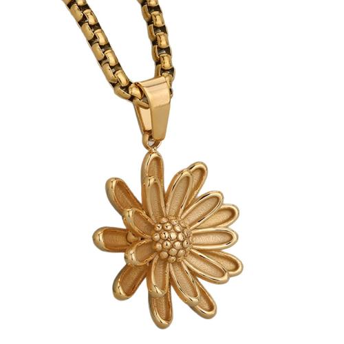 Stainless Steel Flower Pendant, 304 Stainless Steel, Daisy, plated, DIY 