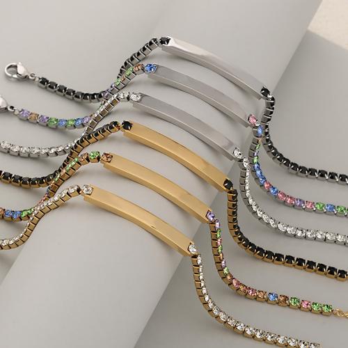Bracelets en acier inoxydable, Acier inoxydable 304, Placage, bijoux de mode & unisexe & pavé de micro zircon, plus de couleurs à choisir, Vendu par PC