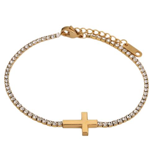 Bracelets en acier inoxydable, Acier inoxydable 304, Placage, bijoux de mode & pour femme & avec strass, plus de couleurs à choisir, Vendu par PC