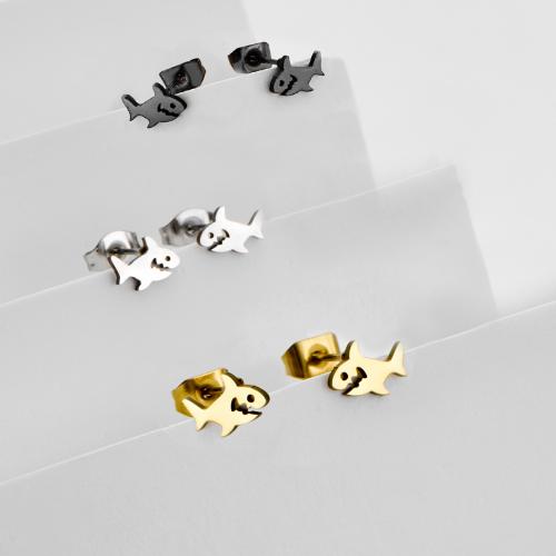 Серьги из нержавеющей стали, Нержавеющая сталь 304, акула, Другое покрытие, ювелирные изделия моды, Много цветов для выбора, 12Пары/сумка, продается сумка