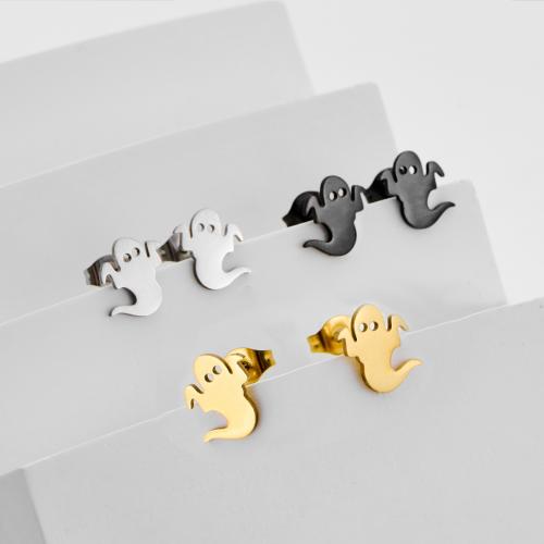 Серьги из нержавеющей стали, Нержавеющая сталь 304, призрак, Другое покрытие, ювелирные изделия моды, Много цветов для выбора, 12Пары/сумка, продается сумка