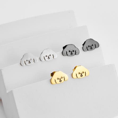 Серьги из нержавеющей стали, Нержавеющая сталь 304, Собака, Другое покрытие, ювелирные изделия моды, Много цветов для выбора, 12Пары/сумка, продается сумка