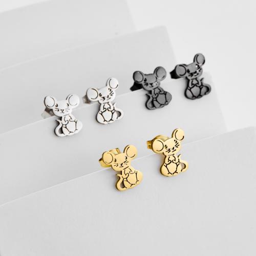 Серьги из нержавеющей стали, Нержавеющая сталь 304, Мышь, Другое покрытие, ювелирные изделия моды, Много цветов для выбора, 12Пары/сумка, продается сумка