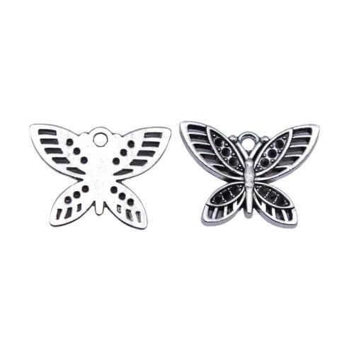 Zinc Alloy Animal Pendants, Butterfly, plated, DIY, antique silver color 