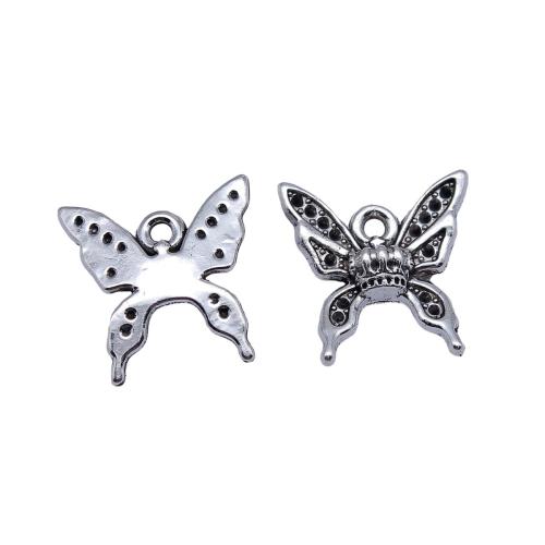 Zinc Alloy Animal Pendants, Butterfly, plated, DIY, antique silver color 