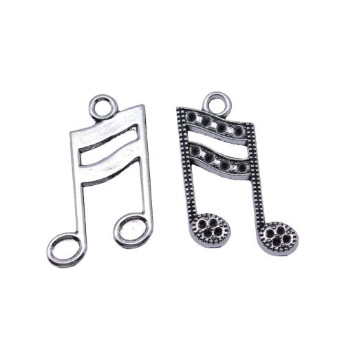 Musical Instrument Shaped Zinc Alloy Pendants, Music Note, plated, DIY, antique silver color 