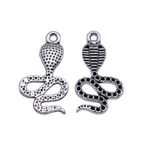 Zinc Alloy Animal Pendants, Snake, plated, DIY, antique silver color 